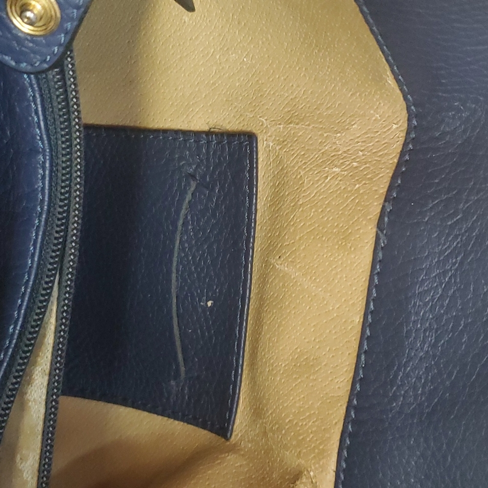 *Courage B* Beautiful Navy Blue Italian Leather Shoulder Bag With Coin Purse - Picture 9 of 12